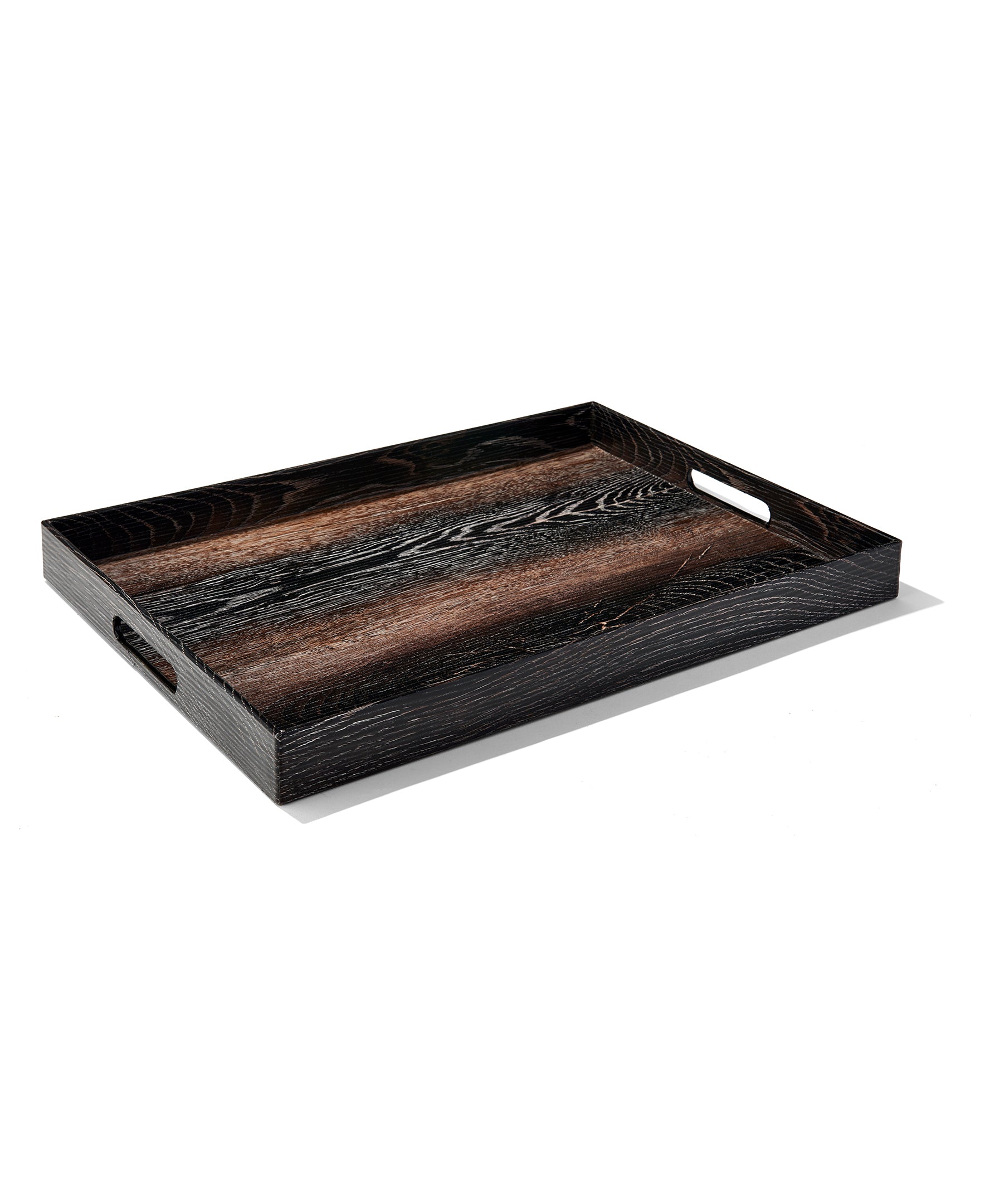 WALNUT WOOD FINISH SET OF 2 RECT TRAYS 14X19", 12 X 18"