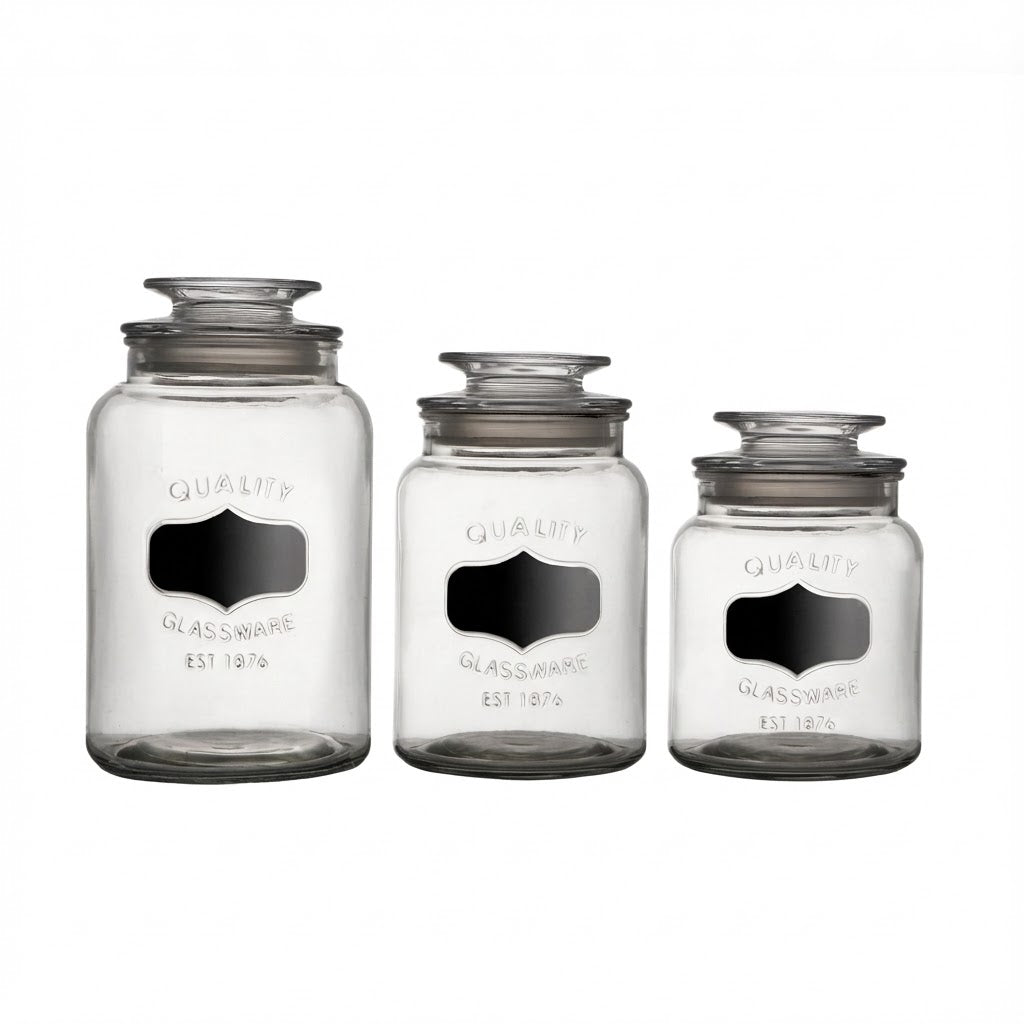 Chalkboard 3-Piece Set Glass Kitchen Canister