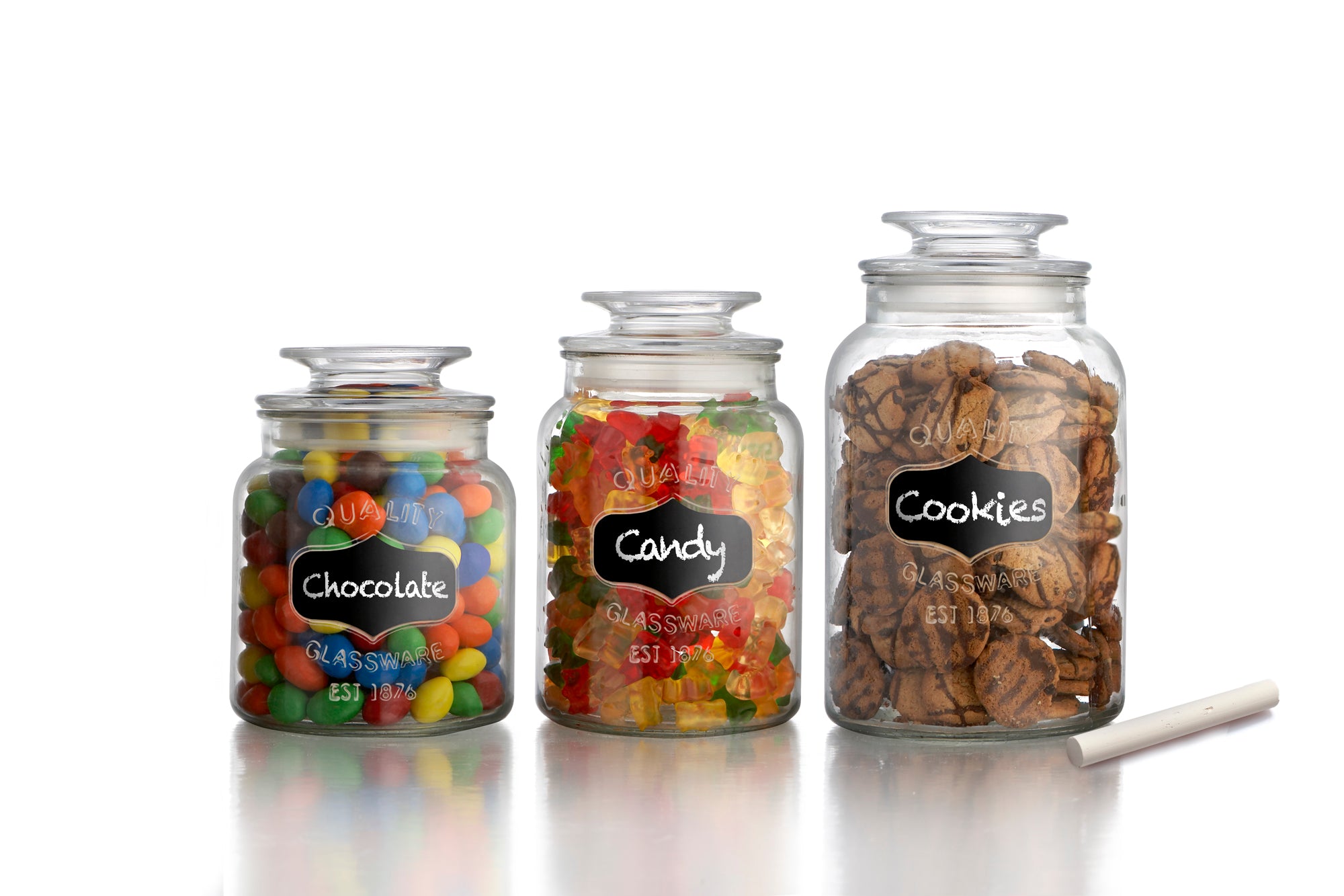 Chalkboard 3-Piece Set Glass Kitchen Canister