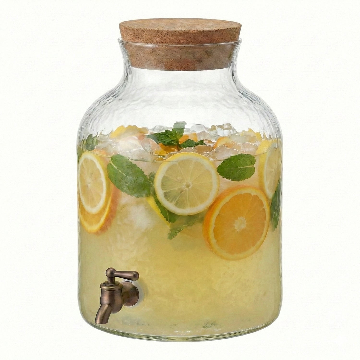 Hammered Glass Beverage Dispenser 2.7gal