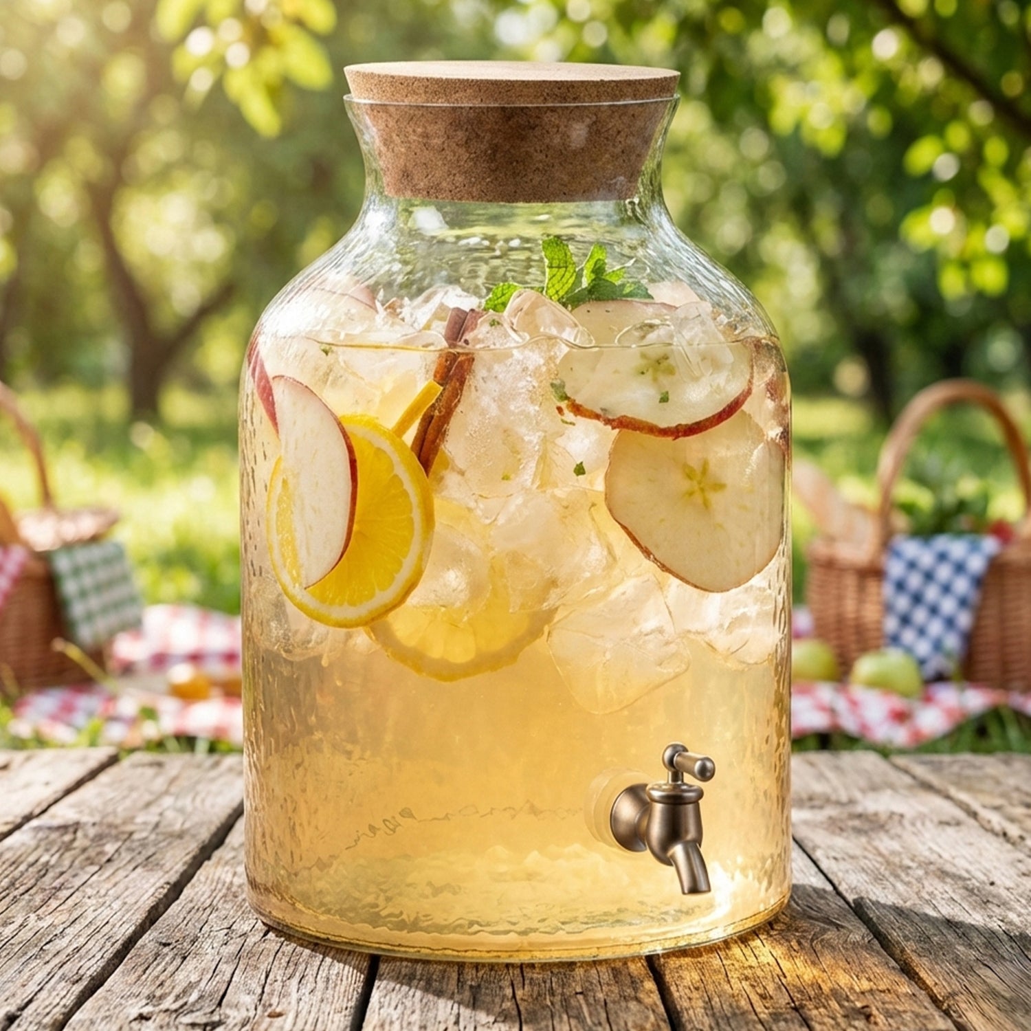 Hammered Glass Beverage Dispenser 2.7gal