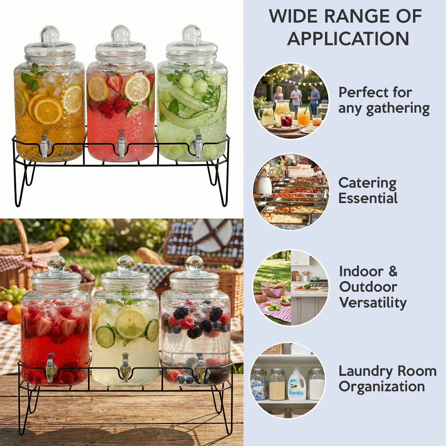 Hamburg Triple Dispenser Set 1.5 GAL Each