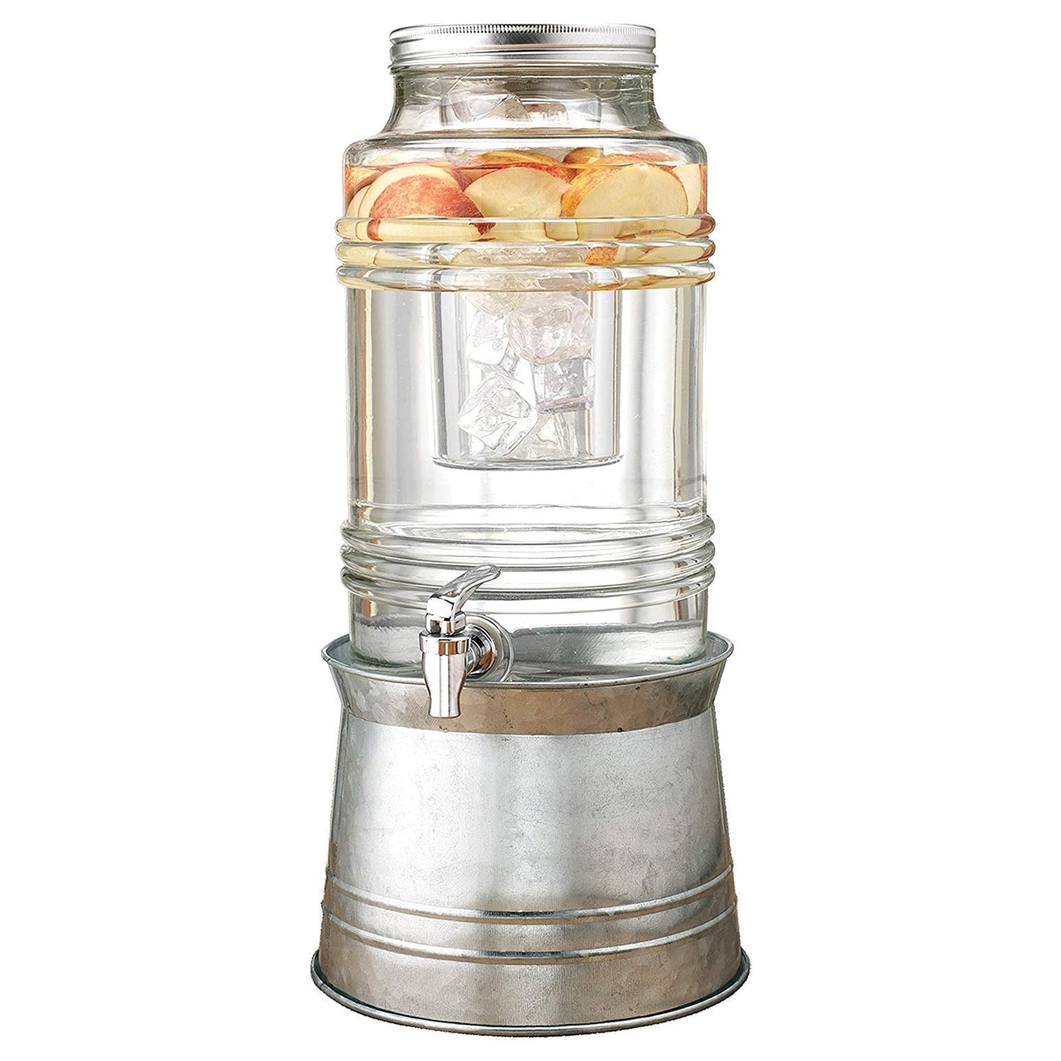 Breeze Beverage Dispenser 2.4 Gal with Ice Insert, Fruit Infuser, and Galvanized Base