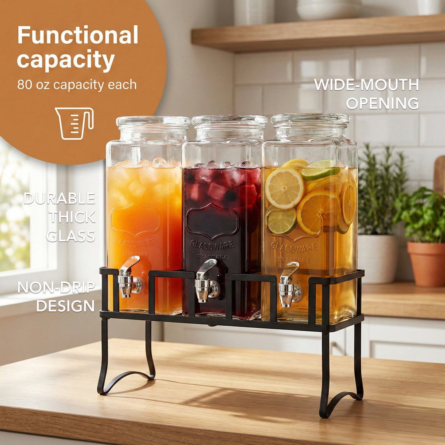 Yorkshire Element Set of 3 Beverage Dispensers 80oz Each