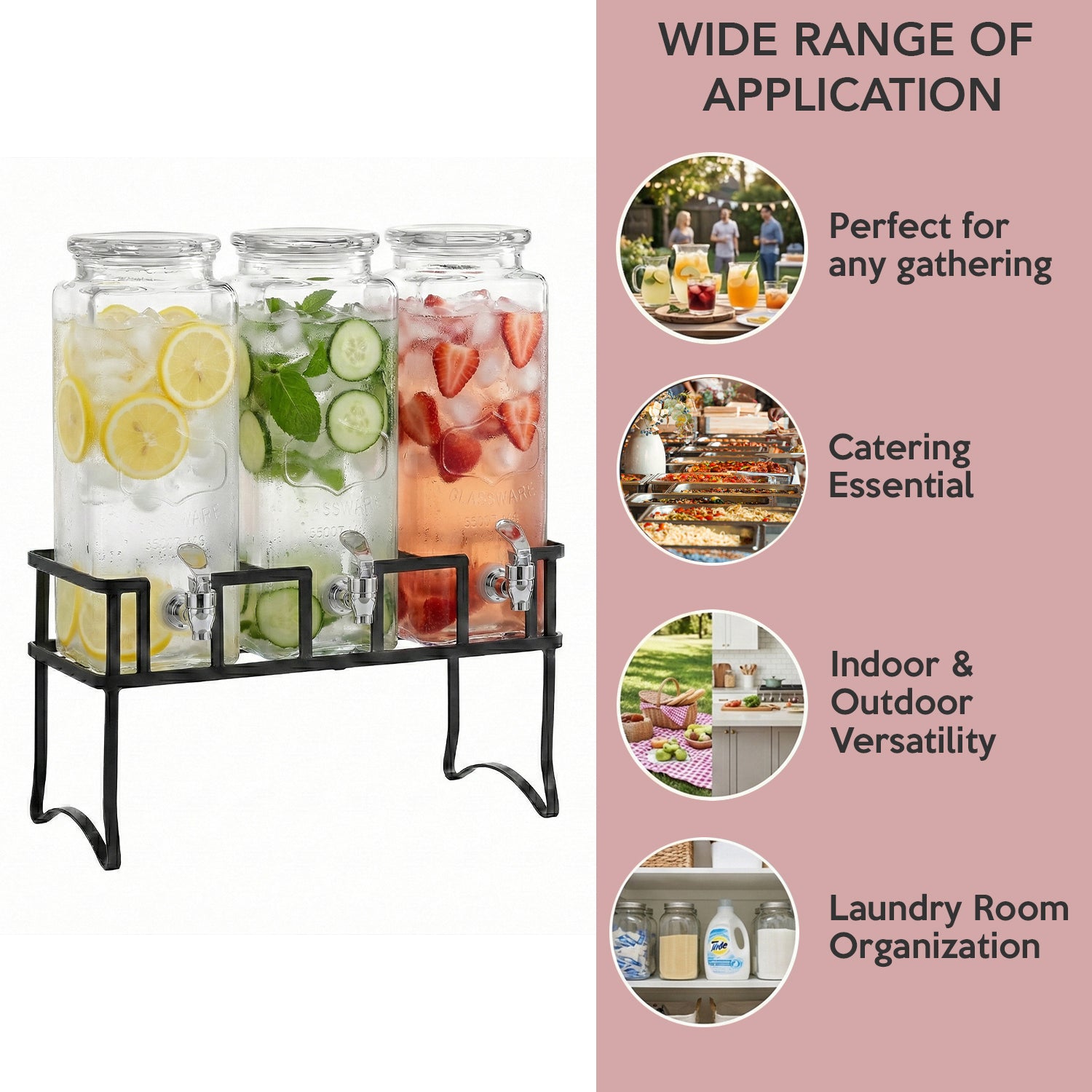 Yorkshire Element Set of 3 Beverage Dispensers 80oz Each