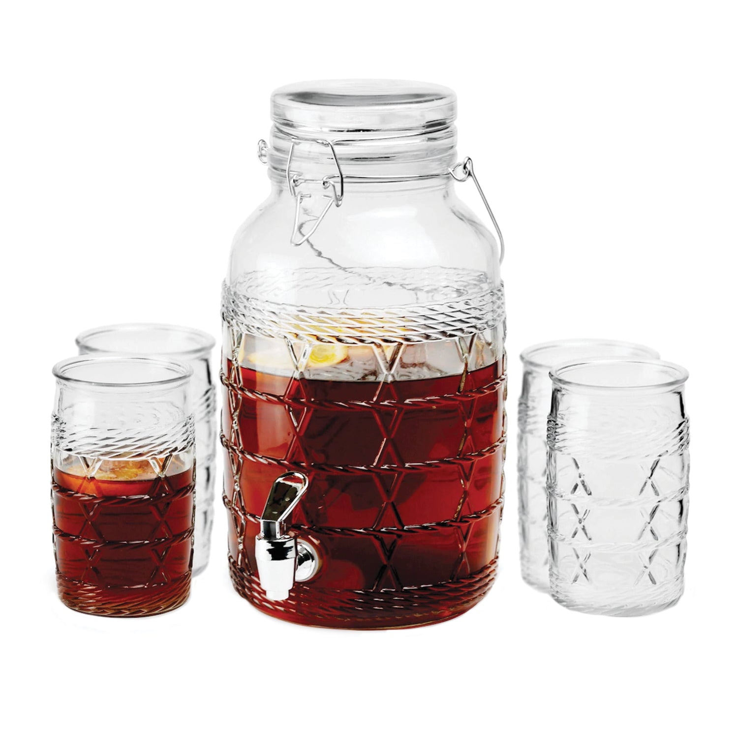 Willow Creek Wicker Beverage Dispenser & Cooler 5-Piece Set