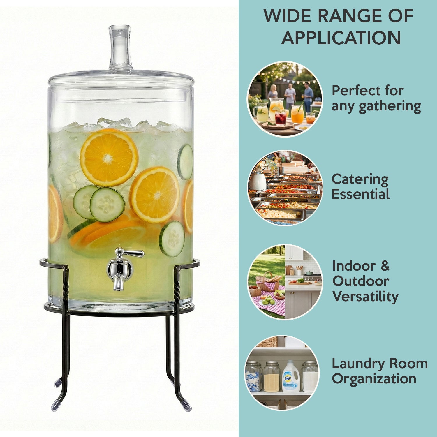 Dispenser with Metal Stand 2.5 Gal