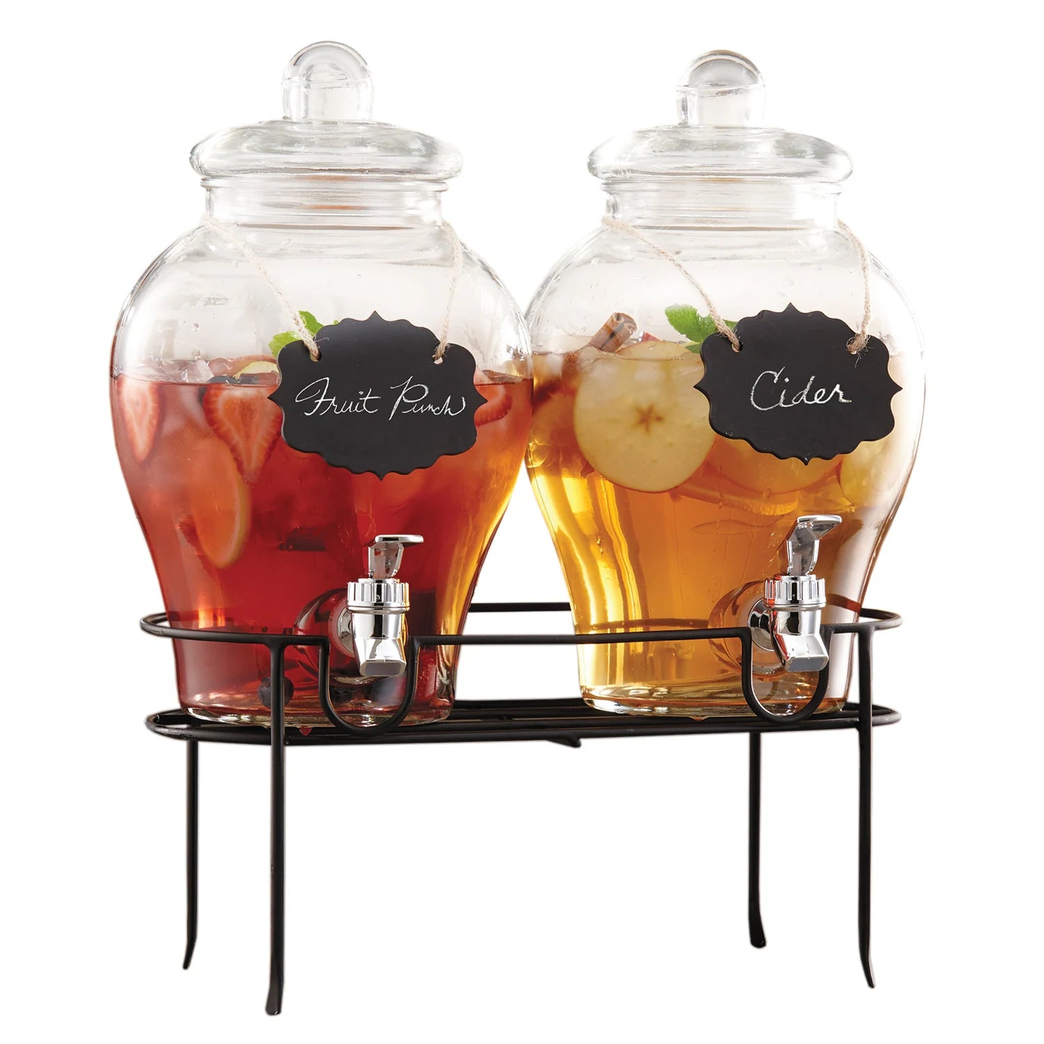 Sanford Set of 2 Glass Beverage Dispenser 1.5 Gal Each