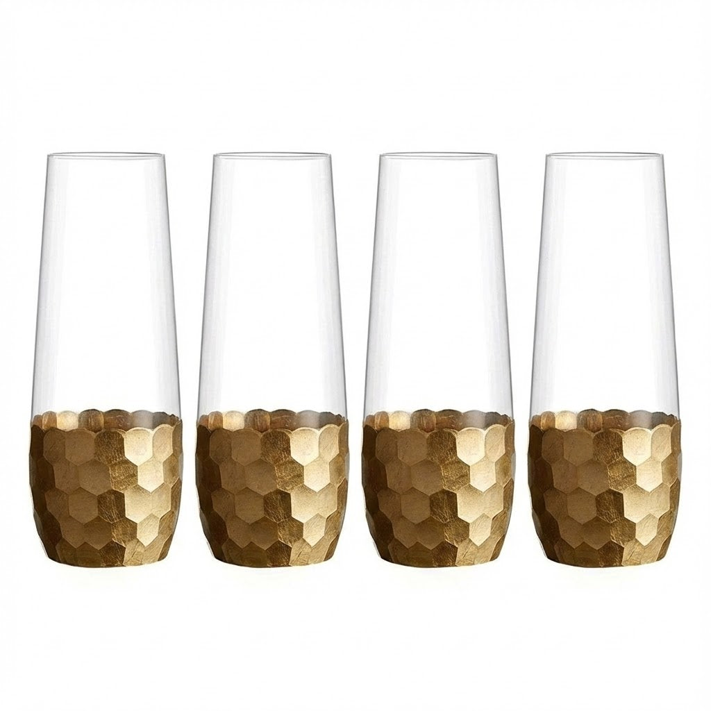 Daphne Gold 4-Piece Set Stemless Flutes