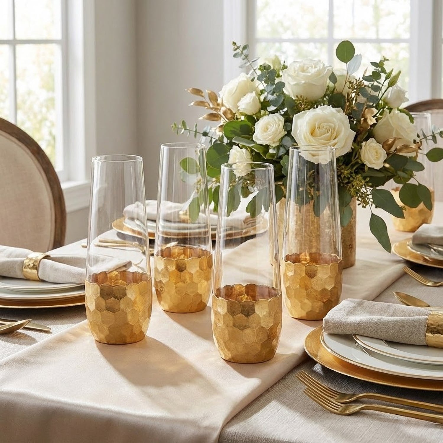 Daphne Gold 4-Piece Set Stemless Flutes