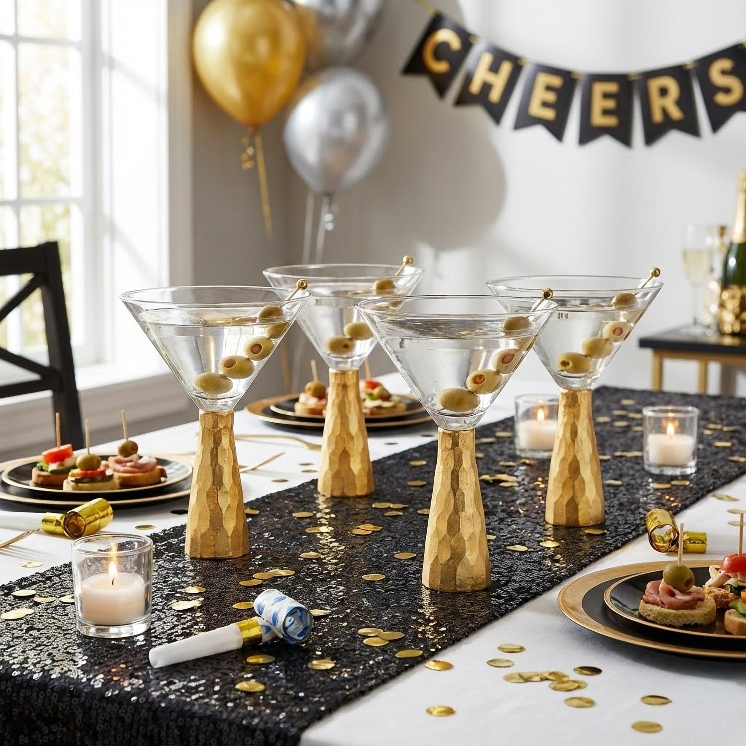 Daphne Gold 4-Piece Set Martini Glasses