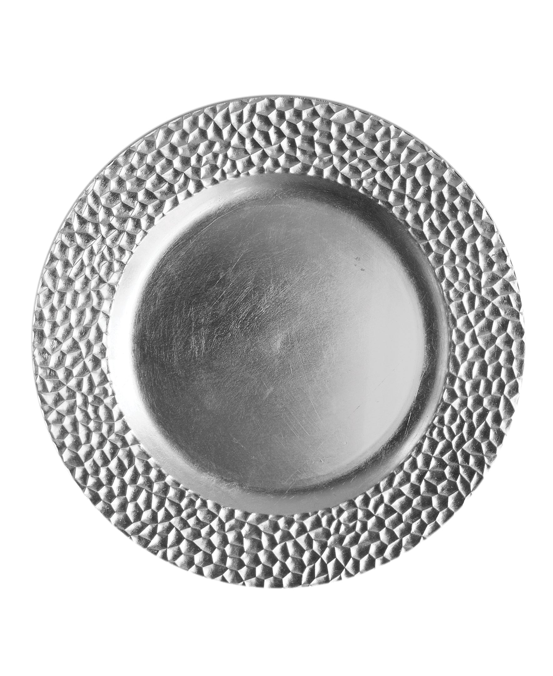 HAMMERED CHARGER PLATE SILVER 13"  12 PC SET