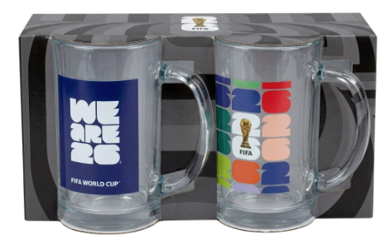 Official FIFA World Cup 2026 Edition WE ARE 26 & TROPHY SET OF 2 21 OZ GLASS MUGS WITH HANDLE