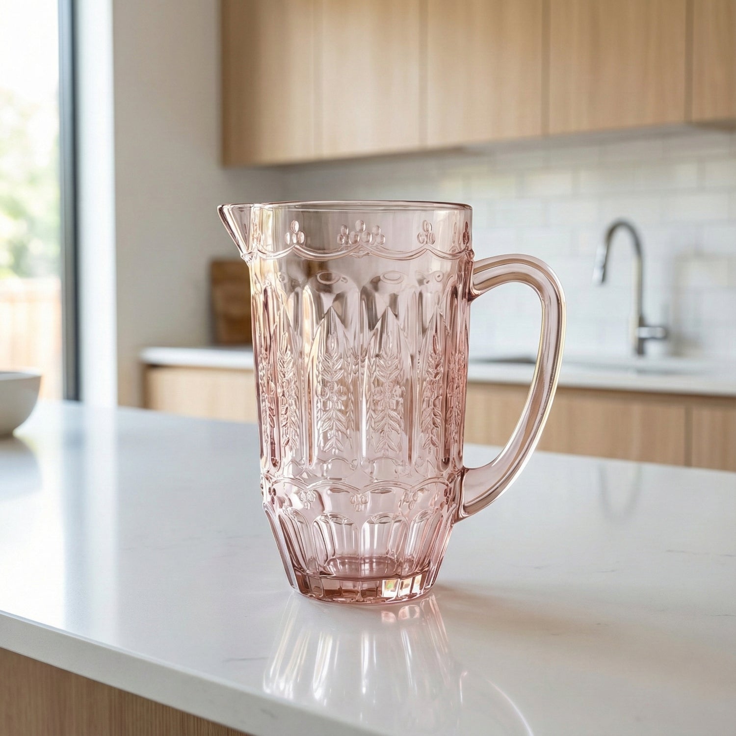 Vintage Pink Glass Pitcher 43.9 OZ.