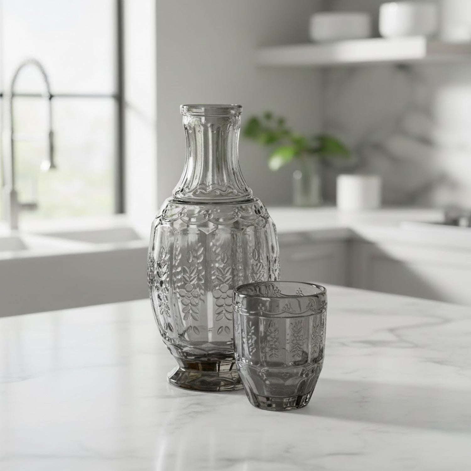 Vintage Gray Water Carafe With Tumbler 33.08OZ.