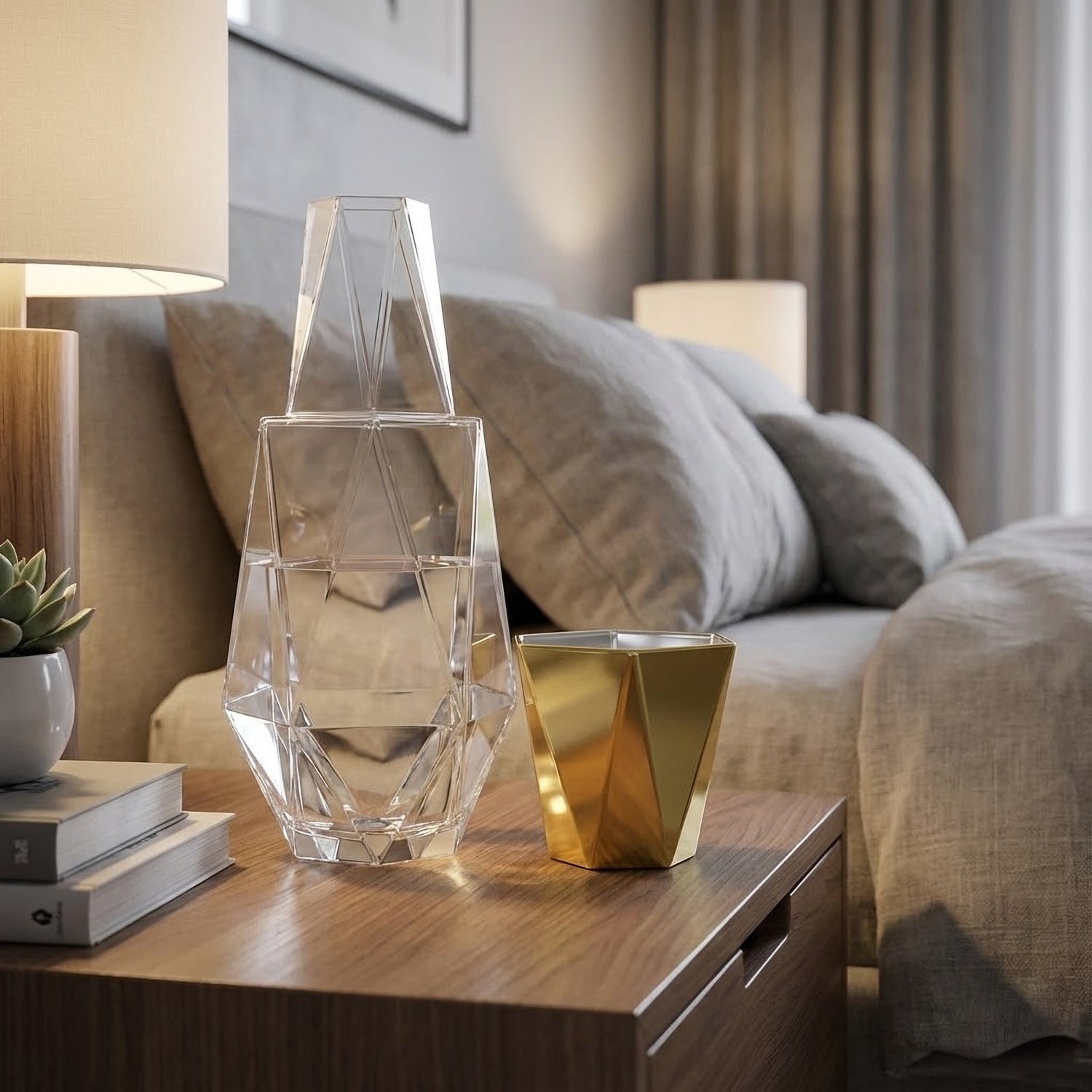 Geometric Gold Carafe Set 37.2 OZ.