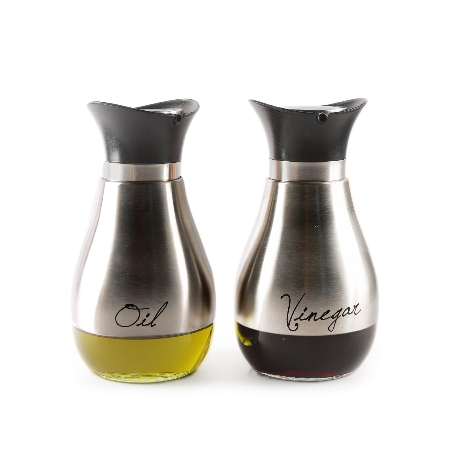 Cafe Contempo Silver Glass Oil & Vinegar Set 13.6OZ.