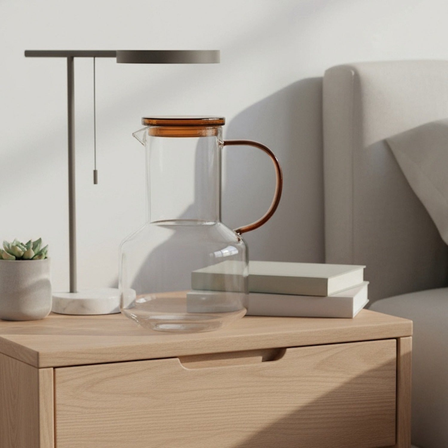 Amber Borosilicate Ring Pitcher Drinking Set 47.68 OZ.