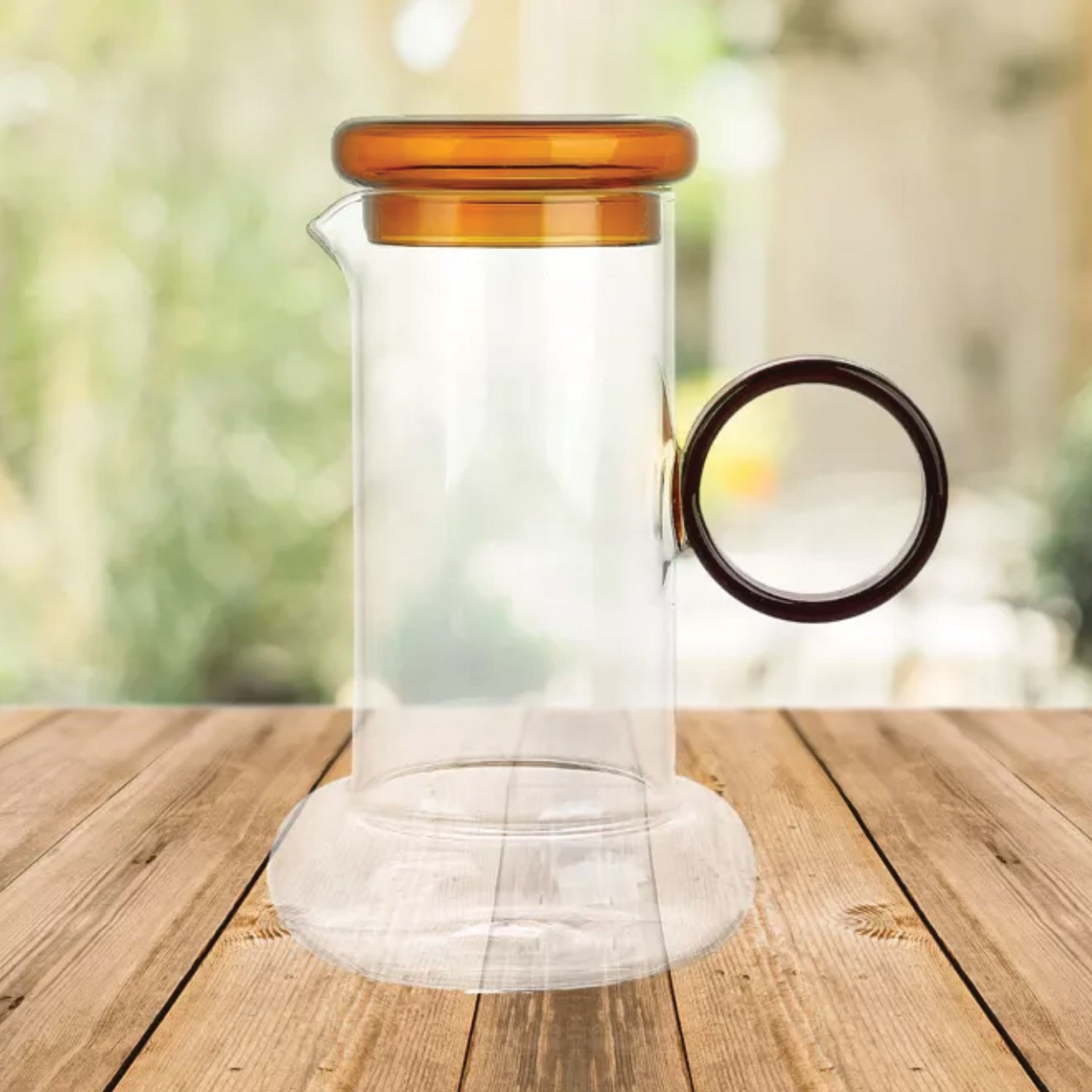 Amber Borosilicate Ring Pitcher Drinking Set Large