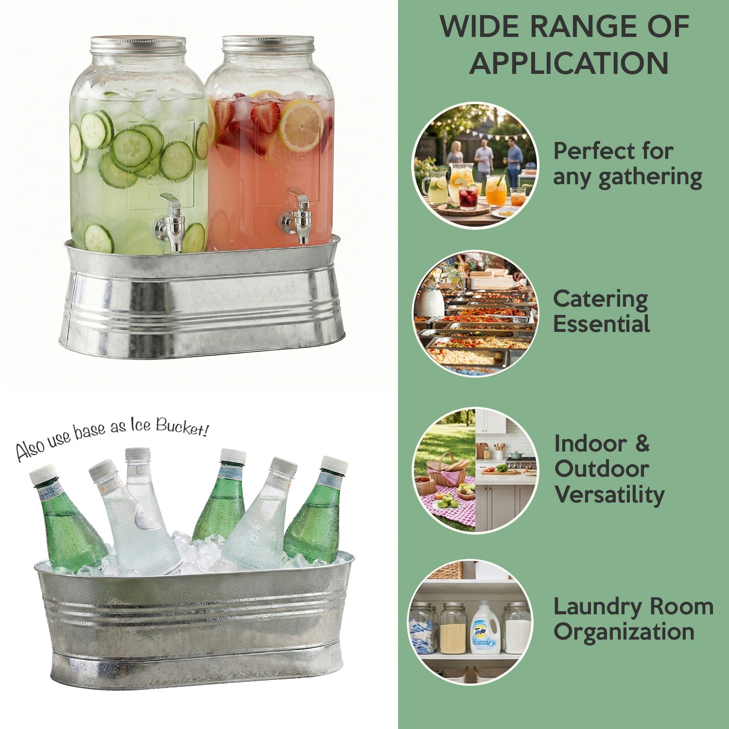 Classic Farmhouse 2-Piece Set Beverage Dispensers 1 Gal Each