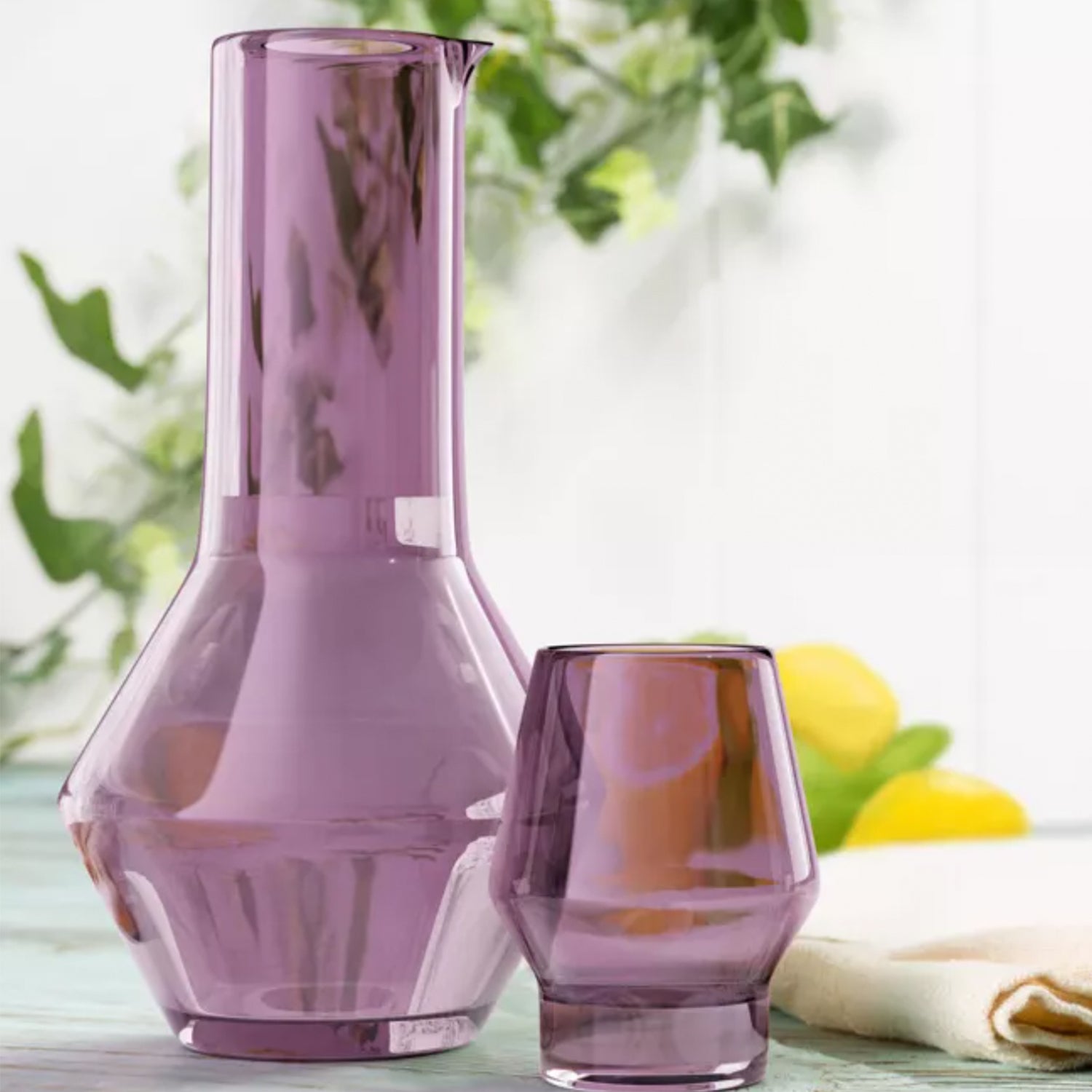 Plum Carafe With Tumbler