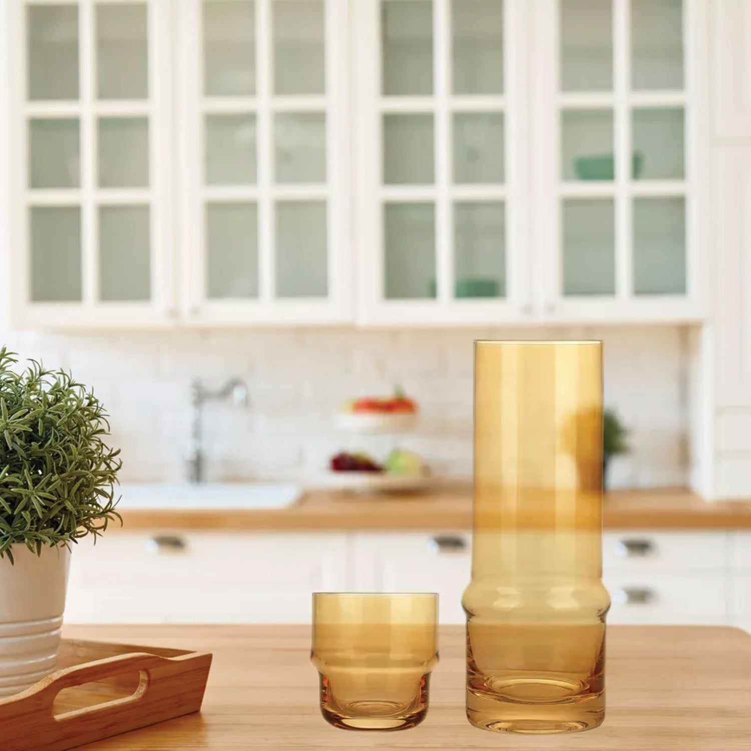 Amber 2-Piece Glass Carafe Set