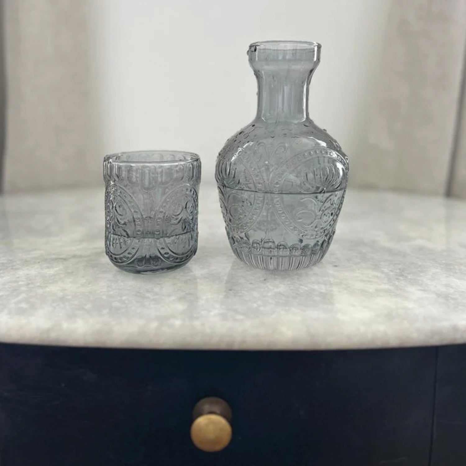 Gray Glass 2-Piece Carafe Set