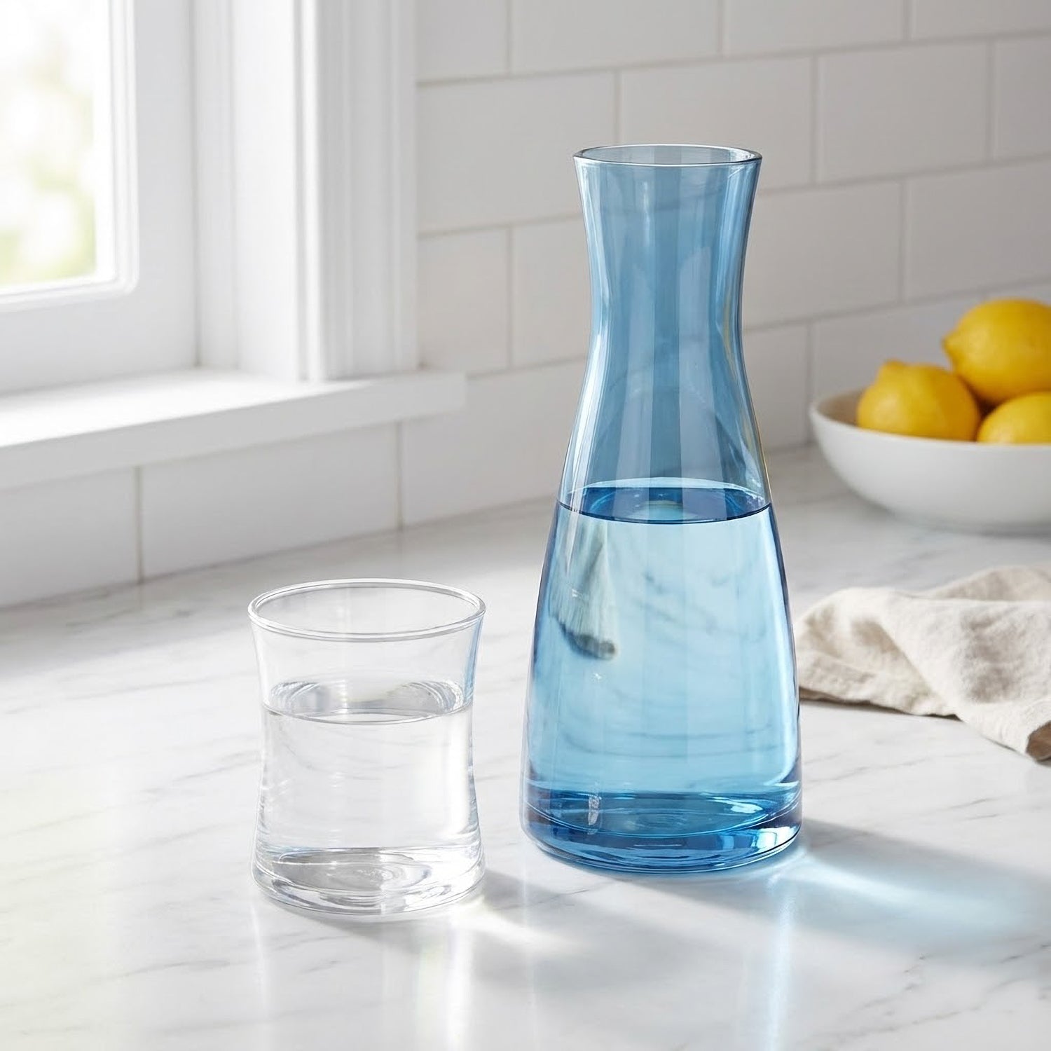 Blue Carafe with Clear Tumbler, 2-Piece Set