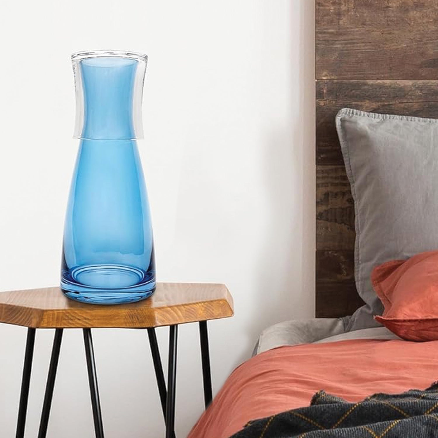 Bedside Blue Carafe with Clear Tumbler, 2-Piece Set