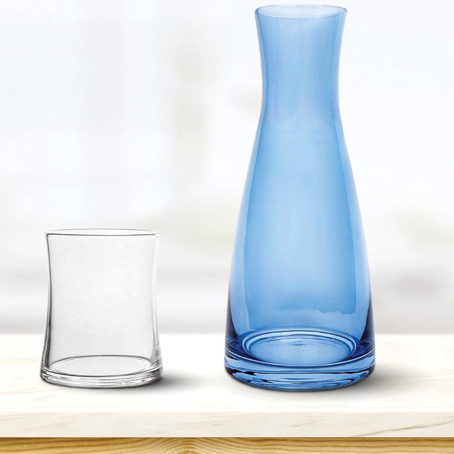 Bedside Blue Carafe with Clear Tumbler, 2-Piece Set