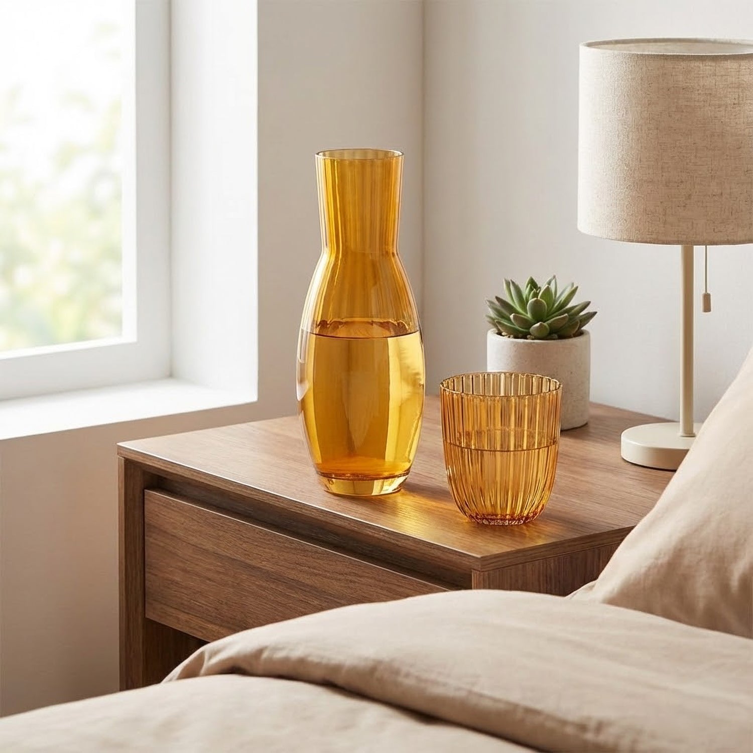 Amber Bedside Carafe 2-Piece Set