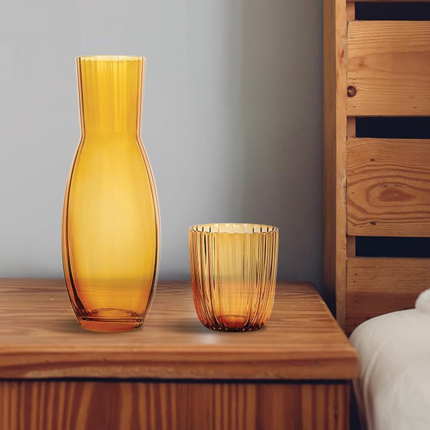 Amber Bedside Carafe 2-Piece Set