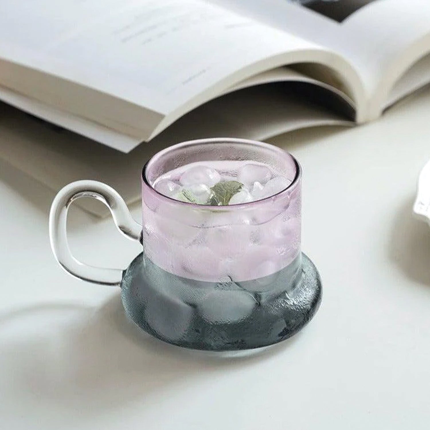 Gray & Pink Borosilicate Pitcher Set