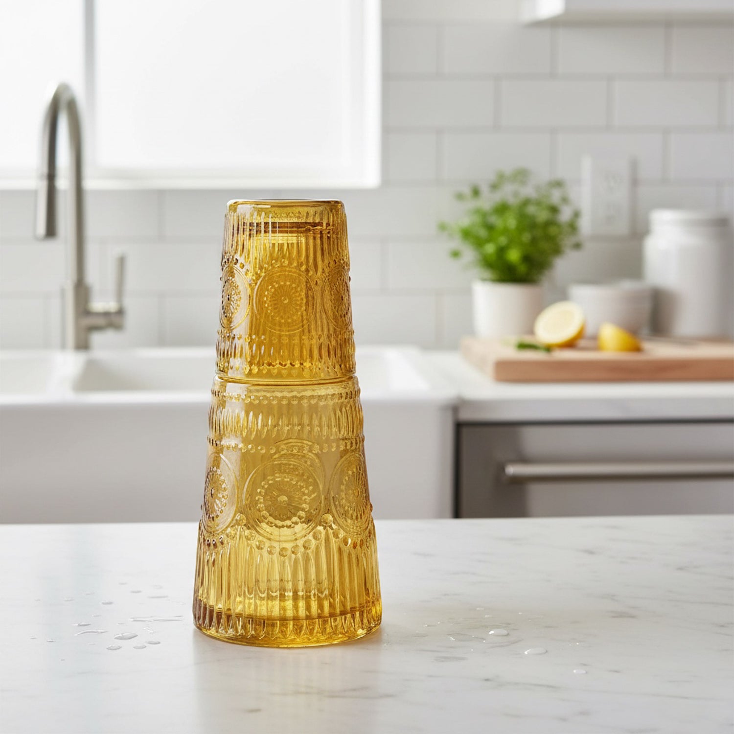 Vintage Amber Carafe Set