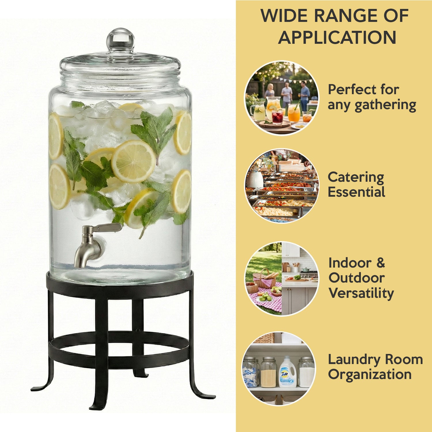 Oliver Glass Beverage Dispenser 1.9 Gal