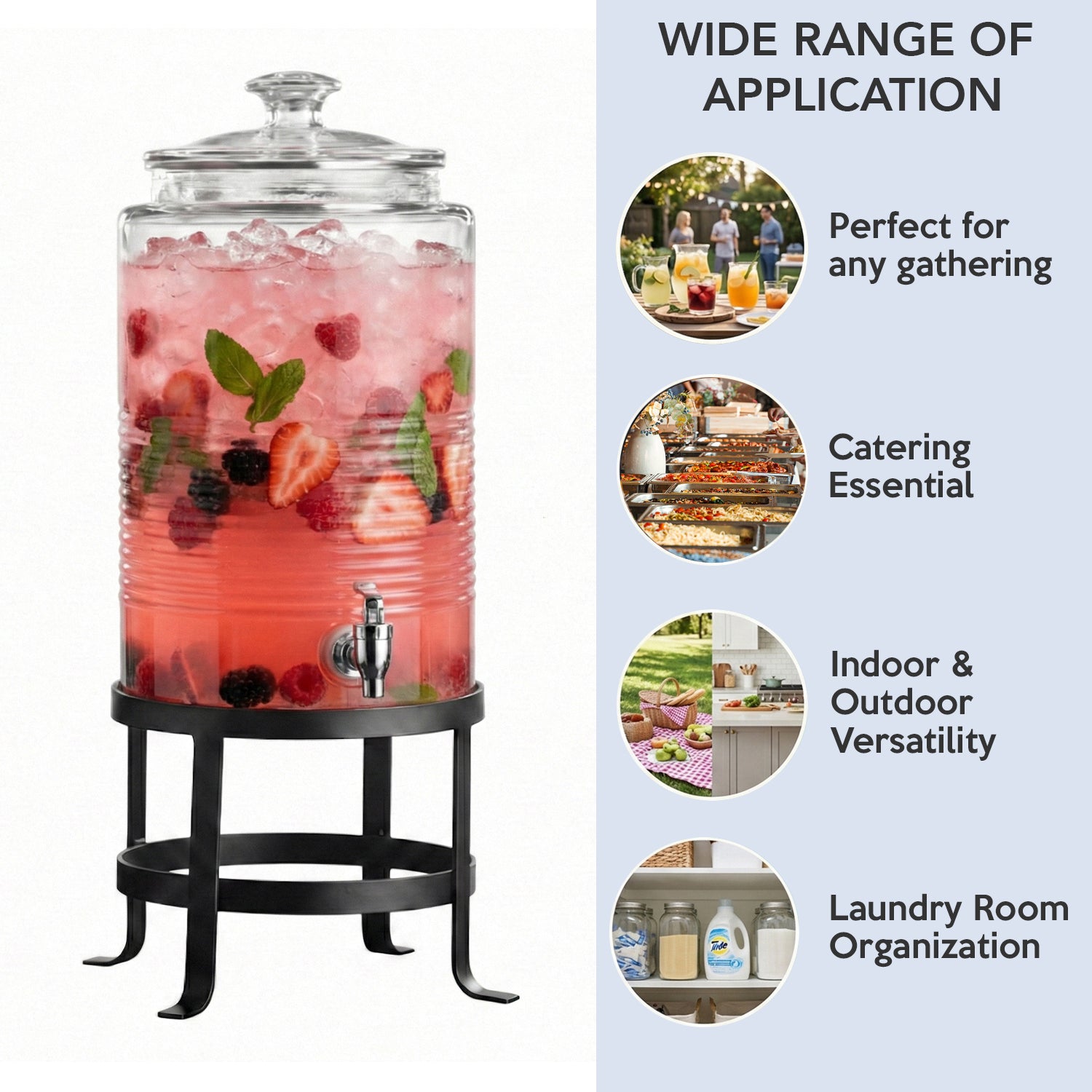 Breton Glass Beverage Dispenser 1.9 Gal