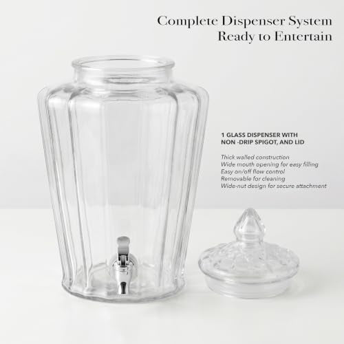 Crown Clear Glass Beverage Dispenser Clear Sun Tea Jar - 2.3 Gal