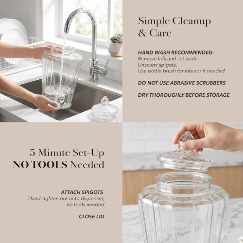 Crown Clear Glass Beverage Dispenser Clear Sun Tea Jar - 2.3 Gal