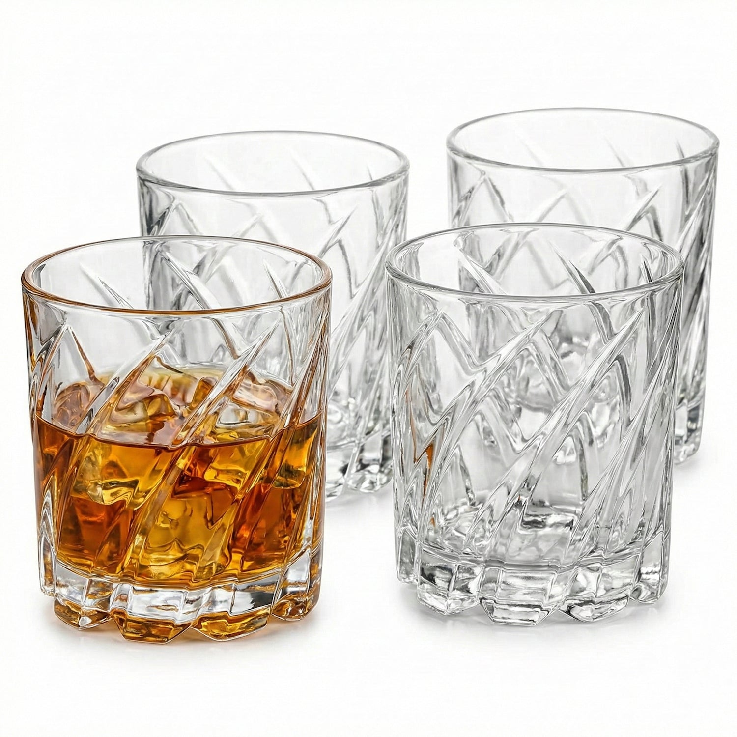 Uptown Bar Set of 4 - 10oz. Spinning Double Old Fashioned Glasses