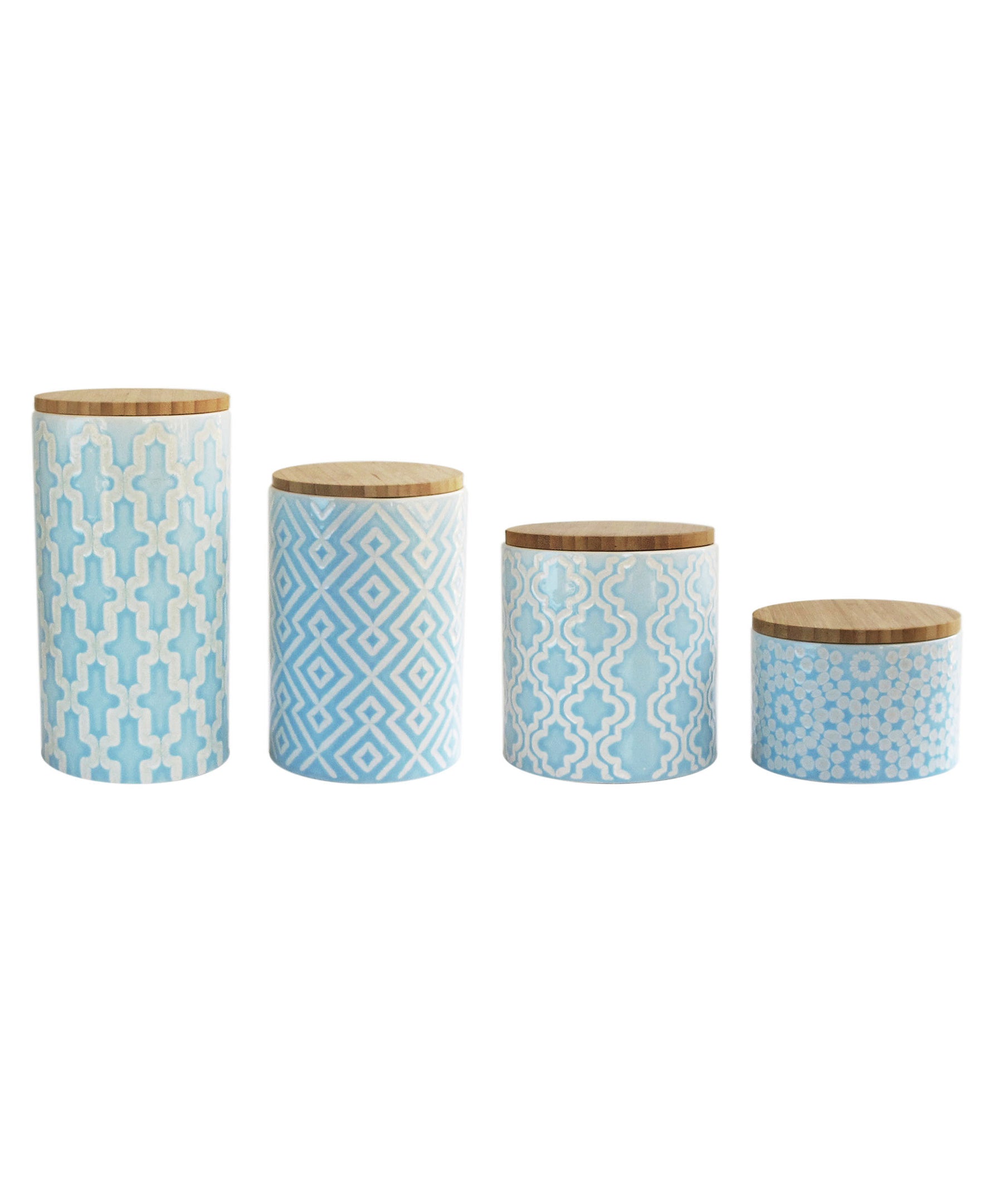 ARABESQUE BLUE 4 PC CANISTER SET