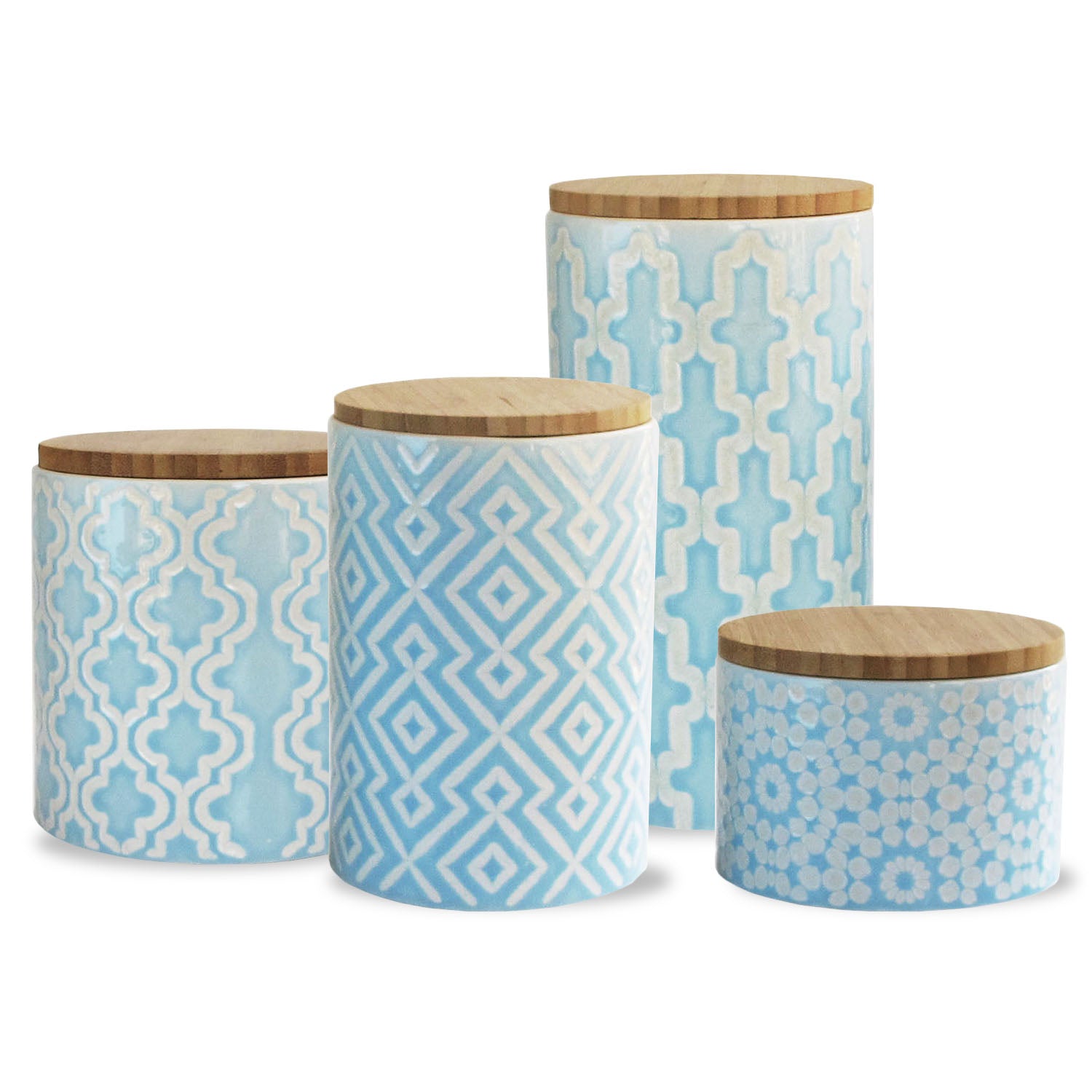 ARABESQUE BLUE 4 PC CANISTER SET