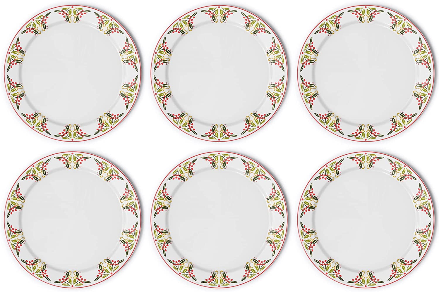 BARGELLO HOLIDAY SET OF 6 DINNER PLATES 10.875"D  RB