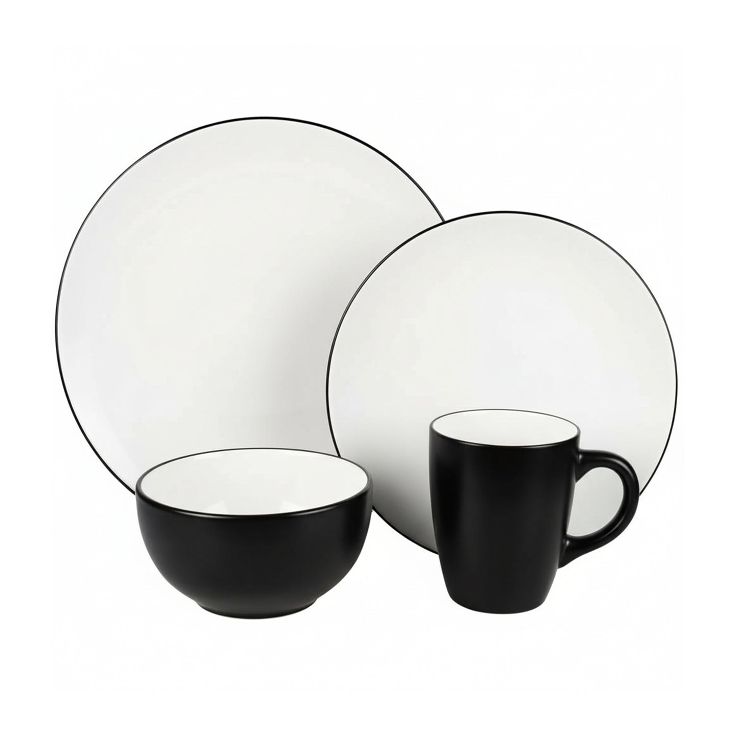 Bistro White/ Black 16-Piece Dinner Set