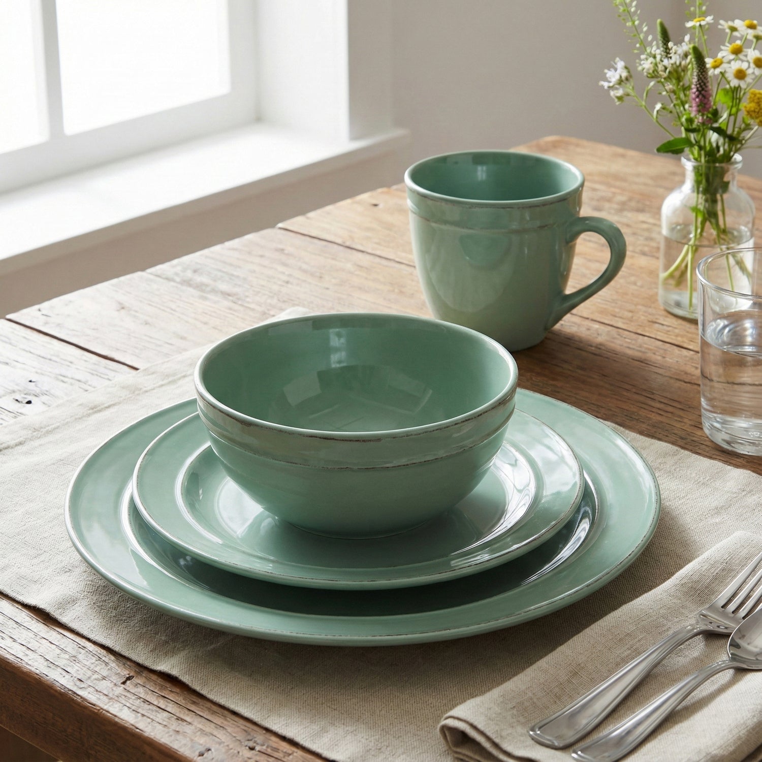Olivia Seafoam 16-Piece Dinner Set