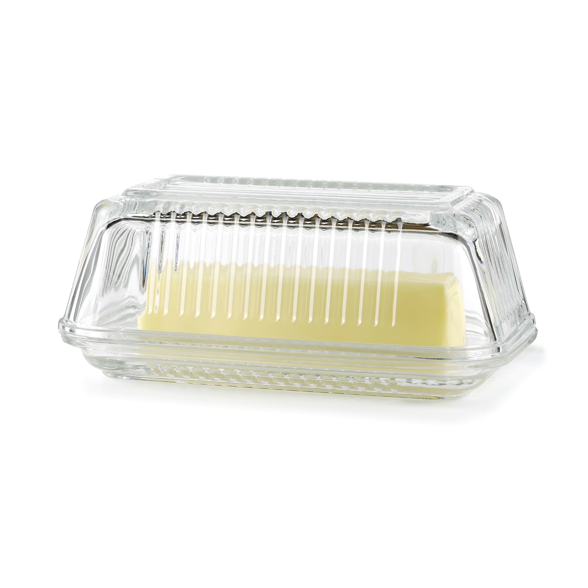 Farm Covered Glass Butter Dish