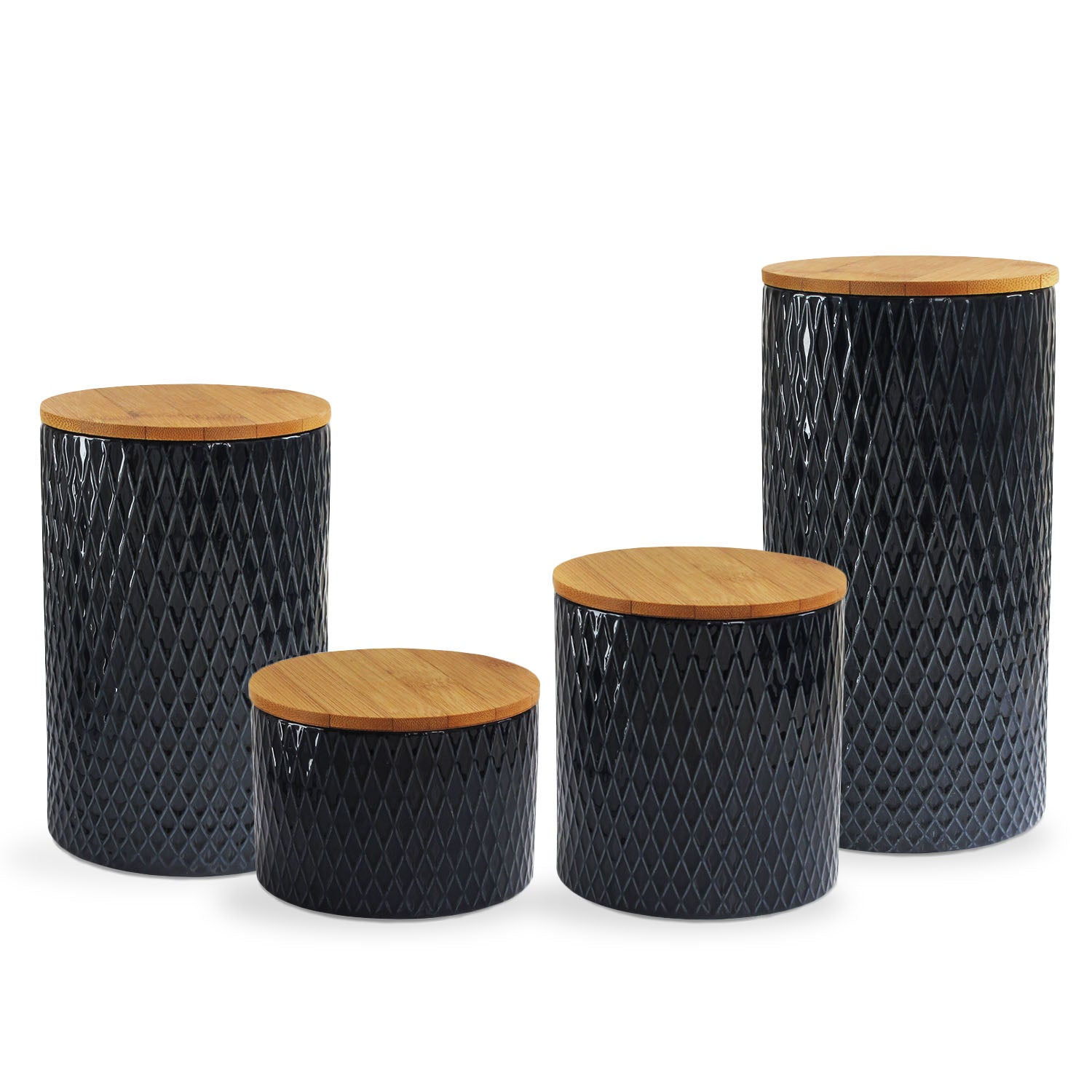 DIAMOND EMBOSSED NAVY 4 PC CANISTER