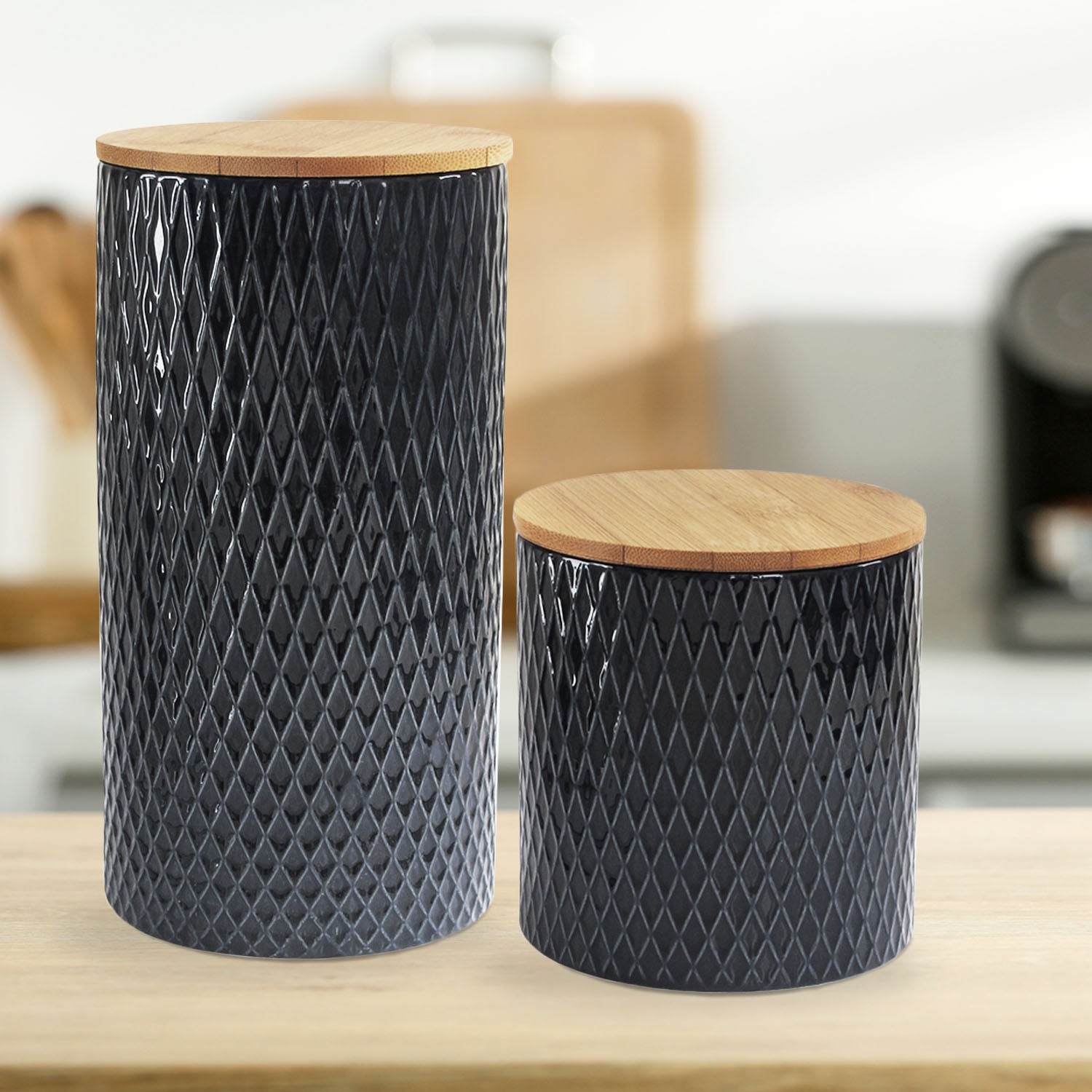 DIAMOND EMBOSSED NAVY 4 PC CANISTER