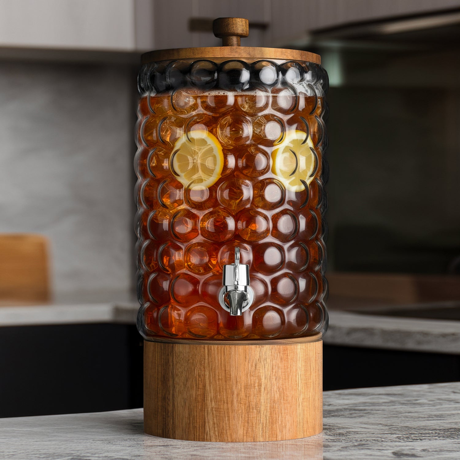 Palermo Beverage Dispenser With Wooden Lid & Base 2 Gal