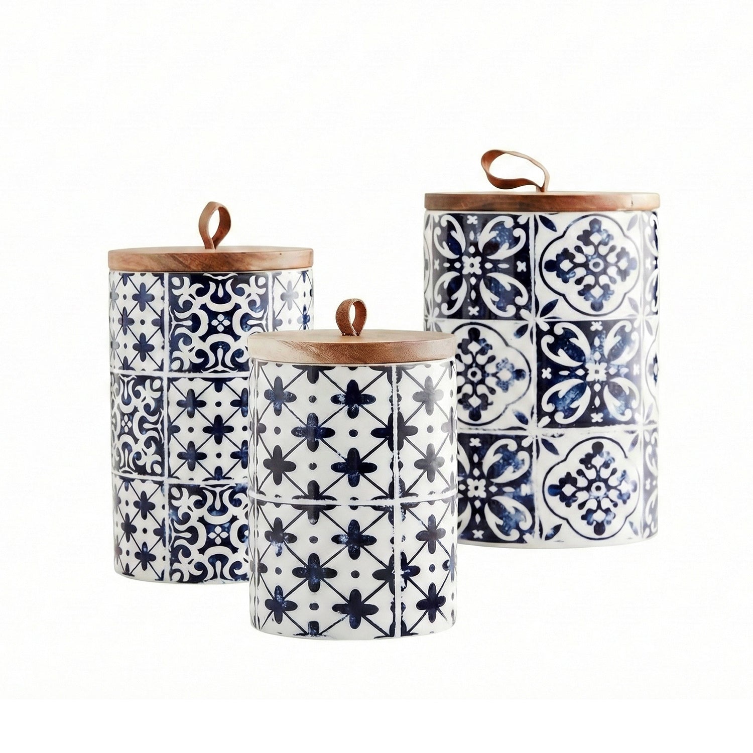 Blue Medallion Set of 3 Canisters