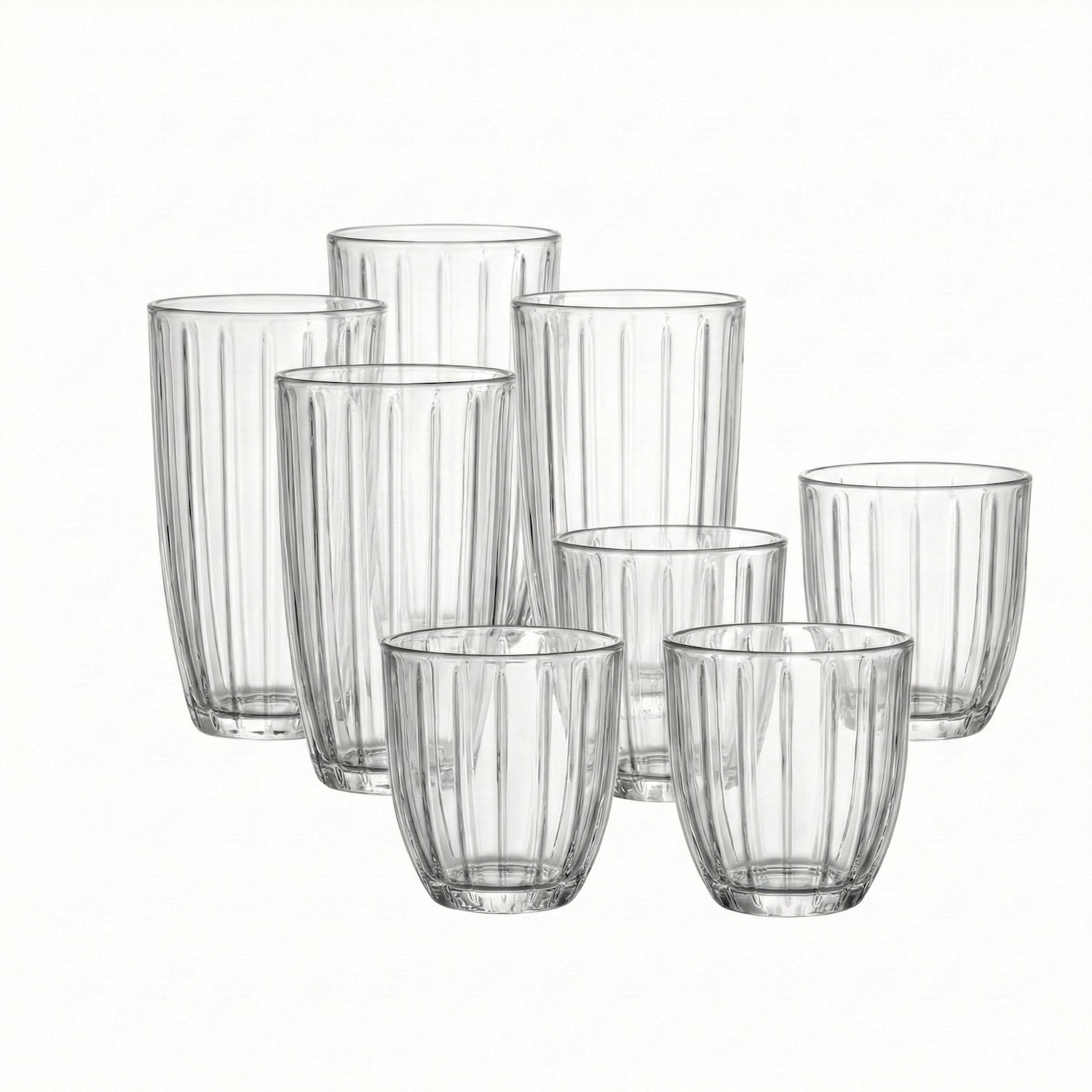 Capri 8-Piece Glassware Set – 4 Coolers (16oz) & 4 DOF Glasses (10oz)